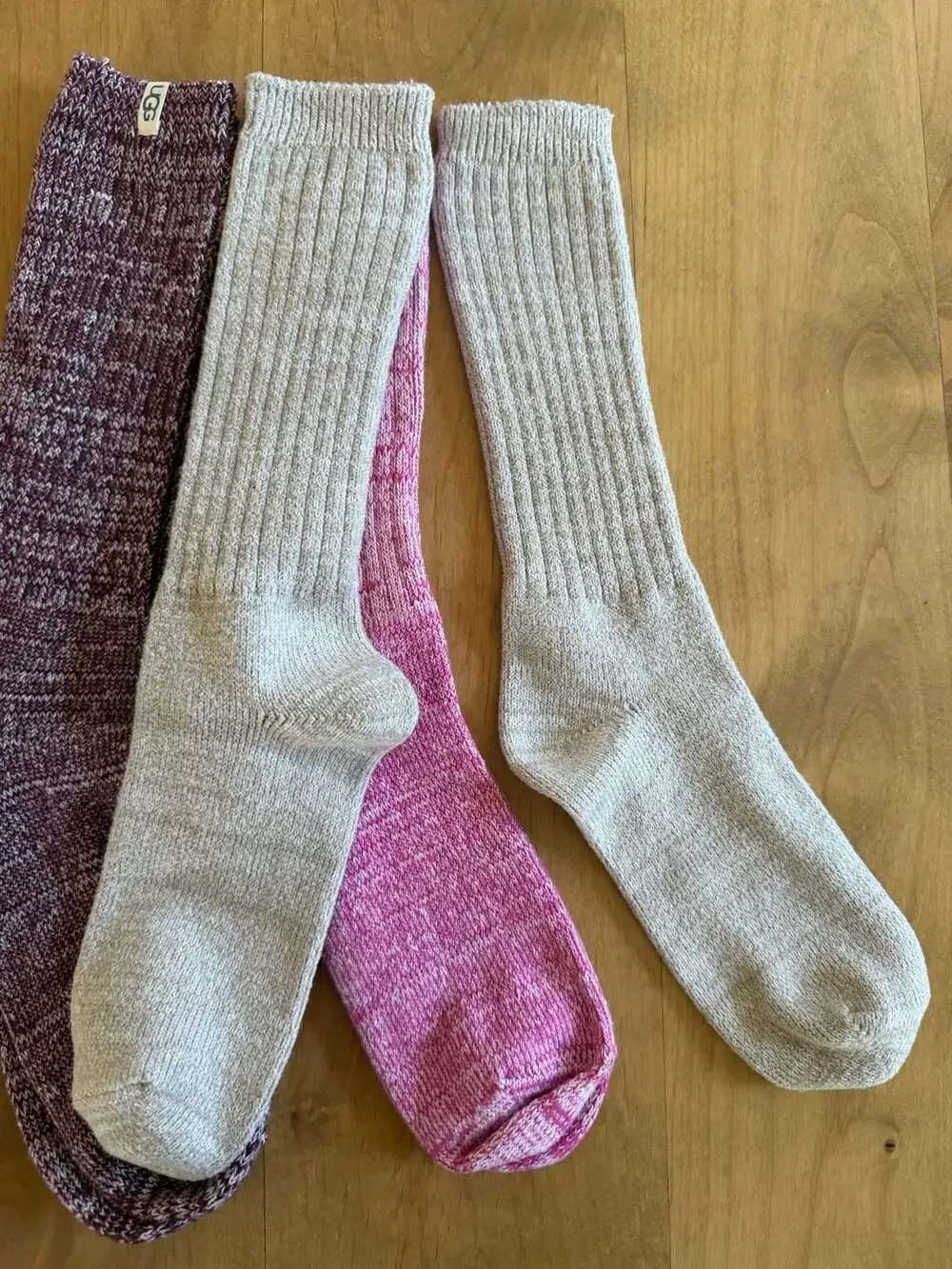 UGG Women's Rib Knit Slouchy 3 Pack Crew Socks New